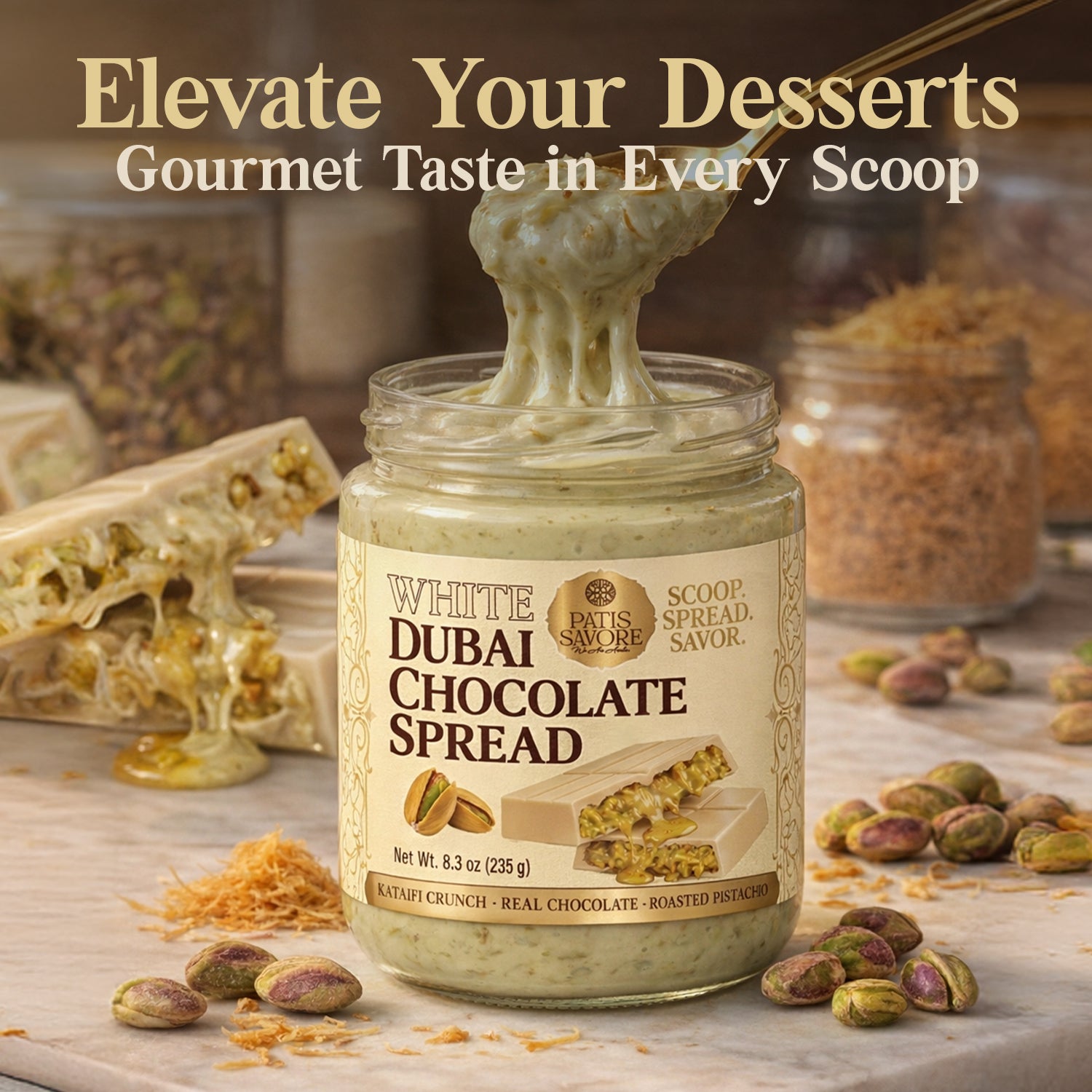 White Dubai Chocolate Spread with Kataifi & Pistachio Cream 8.3 oz