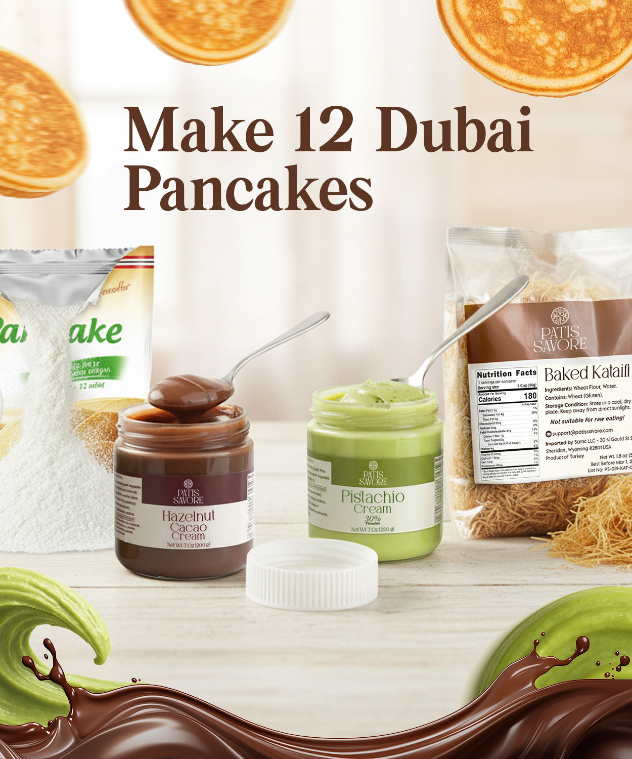 Dubai Chocolate Pancake DIY Set – All-in-One Viral Dessert Kit with Creams & Toppings