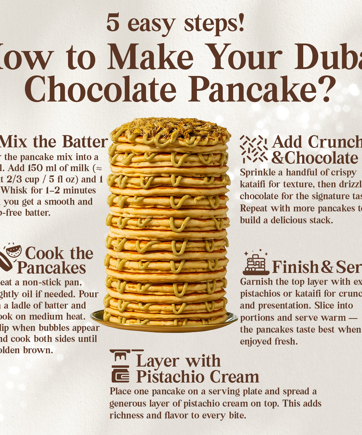 Dubai Chocolate Pancake DIY Set – All-in-One Viral Dessert Kit with Creams & Toppings
