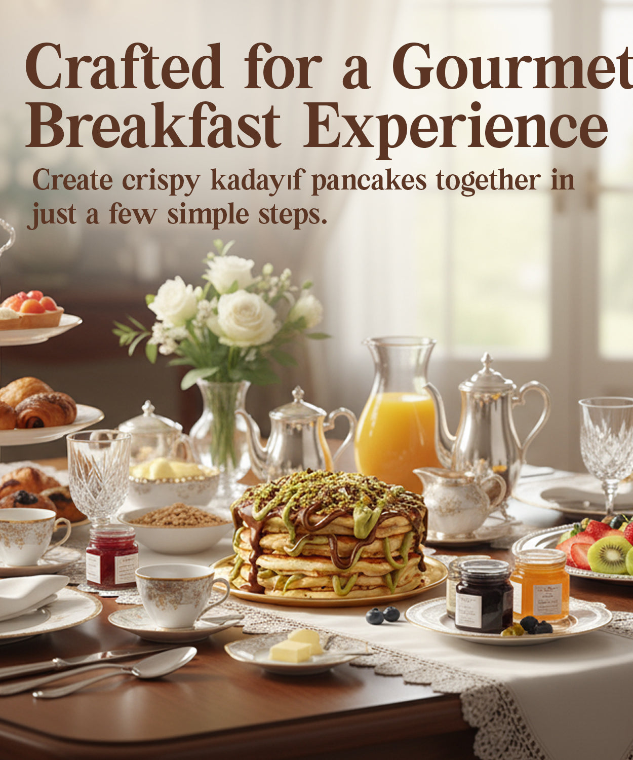 Dubai Chocolate Pancake DIY Set – All-in-One Viral Dessert Kit with Creams & Toppings