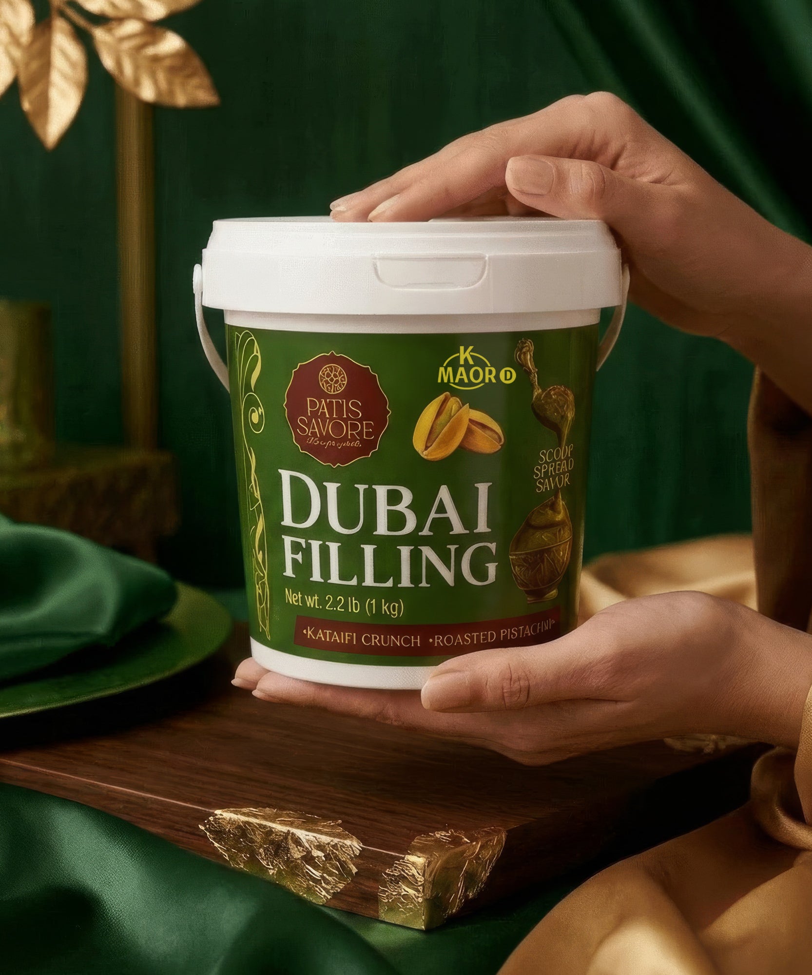 Dubai Chocolate Filling & Spread 2.2 lb Bulk Pistachio Cream & Kataifi - Kosher Certified