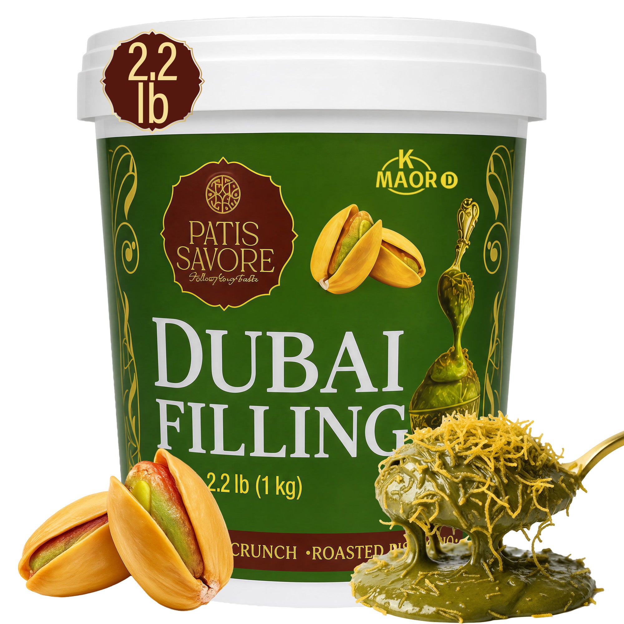 Dubai Chocolate Filling & Spread 2.2 lb Bulk Pistachio Cream & Kataifi - Kosher Certified