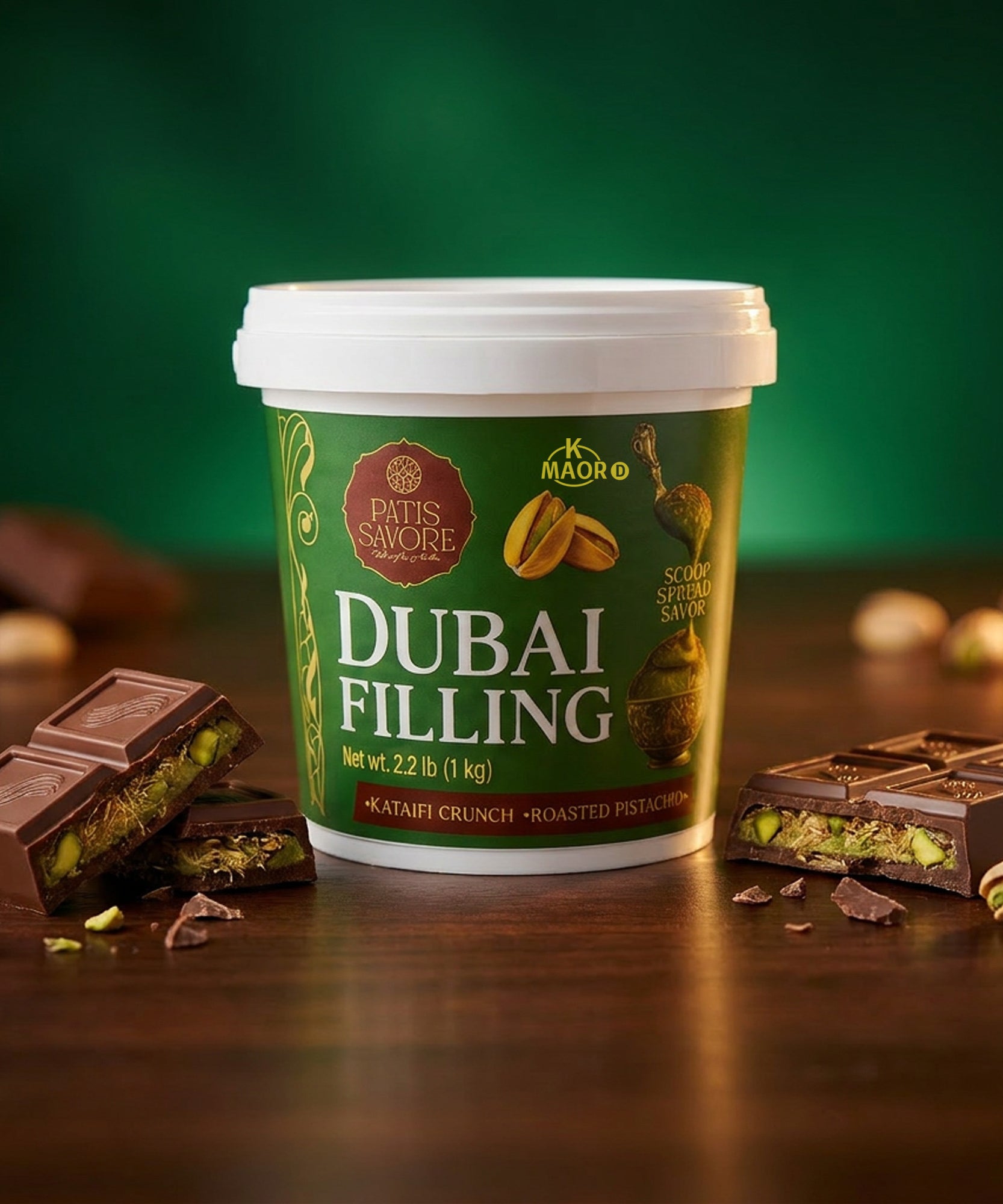 Dubai Chocolate Filling & Spread 2.2 lb Bulk Pistachio Cream & Kataifi - Kosher Certified