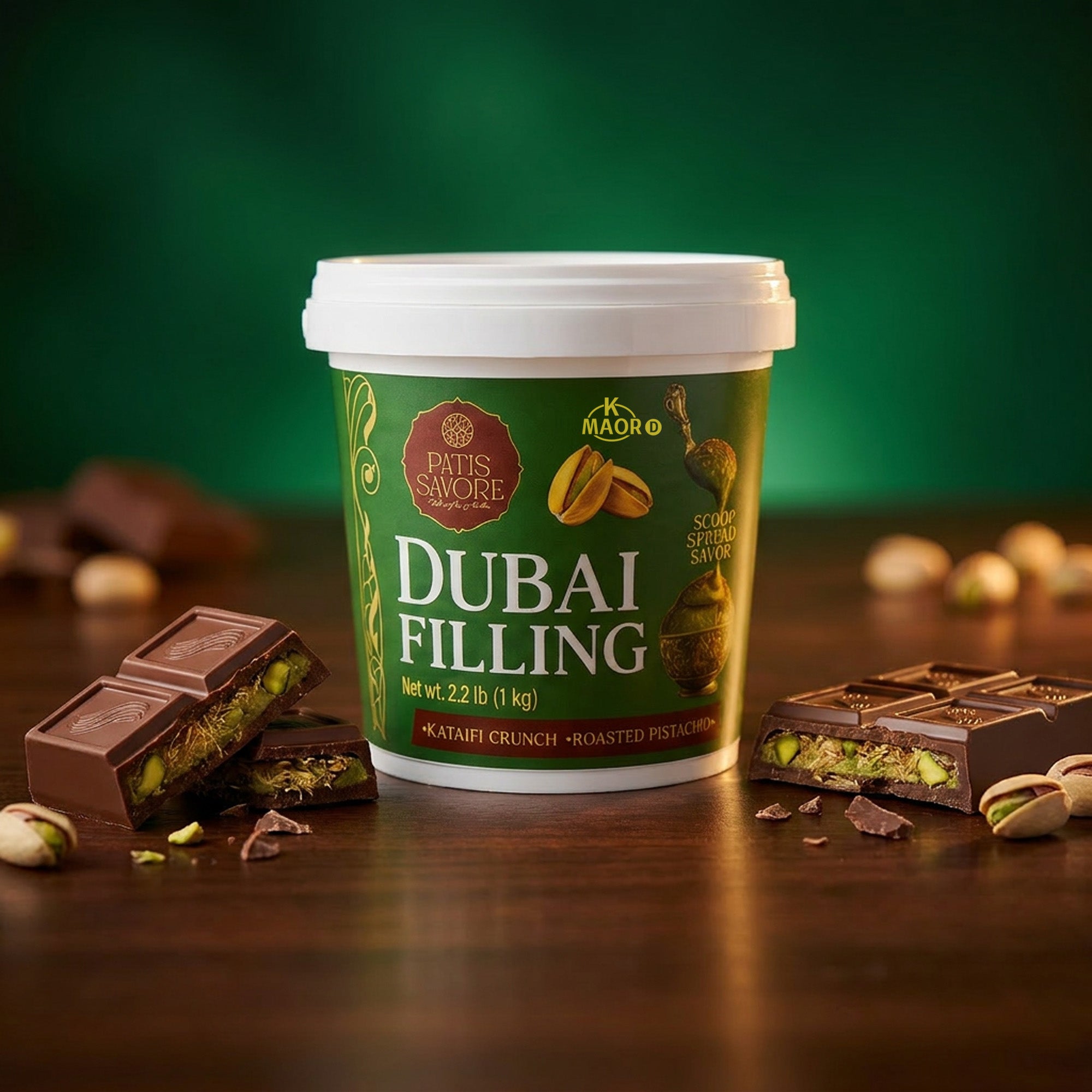 Dubai Chocolate Filling & Spread 2.2 lb Bulk Pistachio Cream & Kataifi - Kosher Certified
