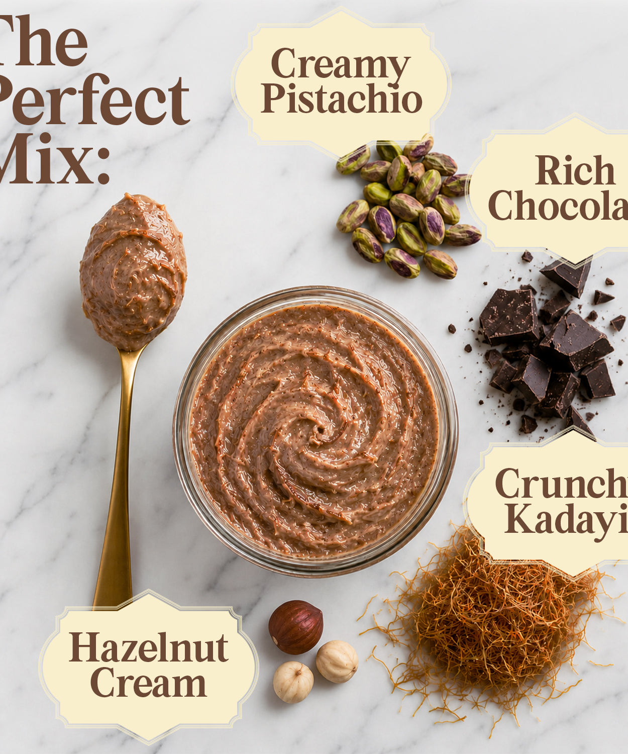 Dubai Chocolate Spread with Crunchy Hazelnut Pieces, 8.3 oz