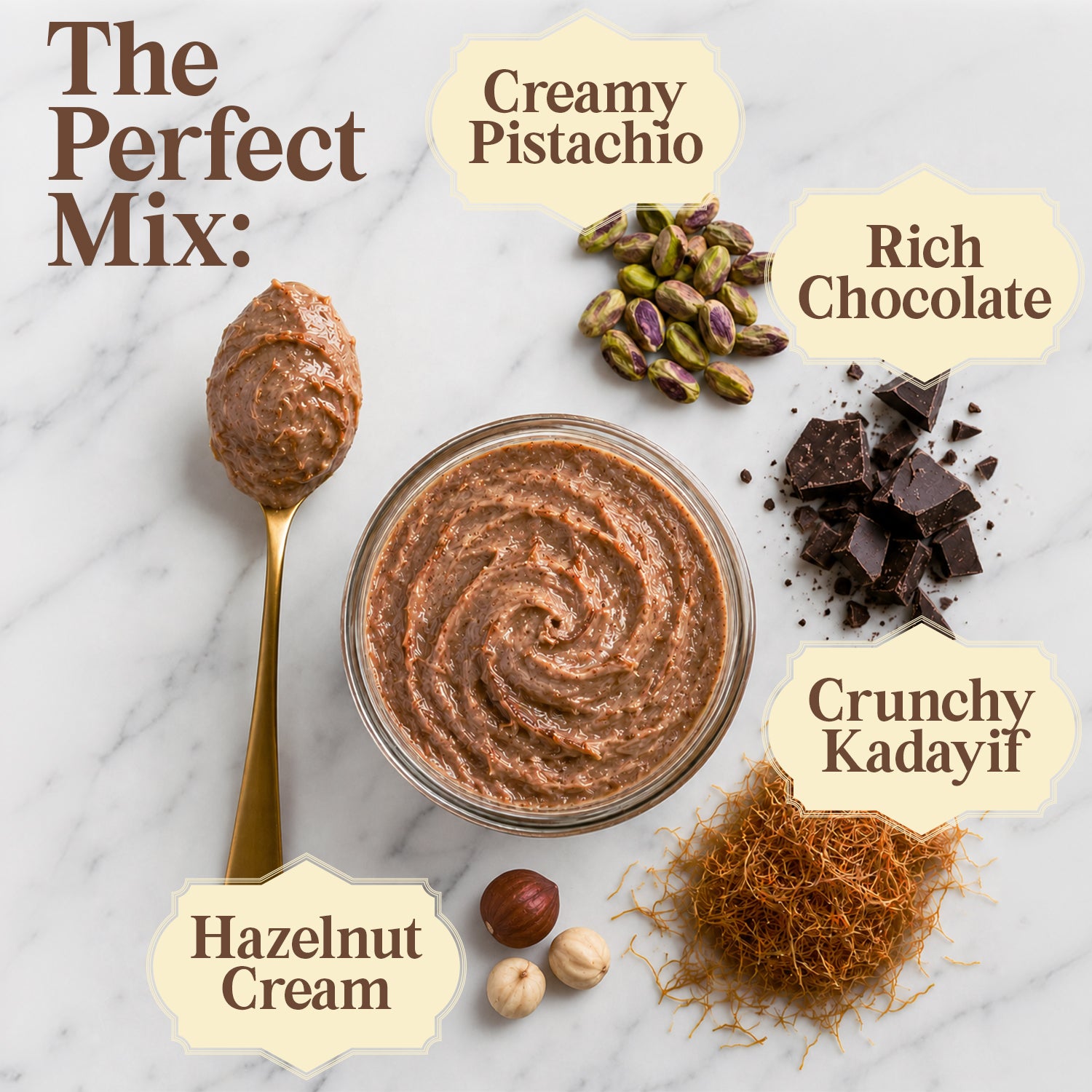 Dubai Chocolate Spread with Crunchy Hazelnut Pieces, 8.3 oz