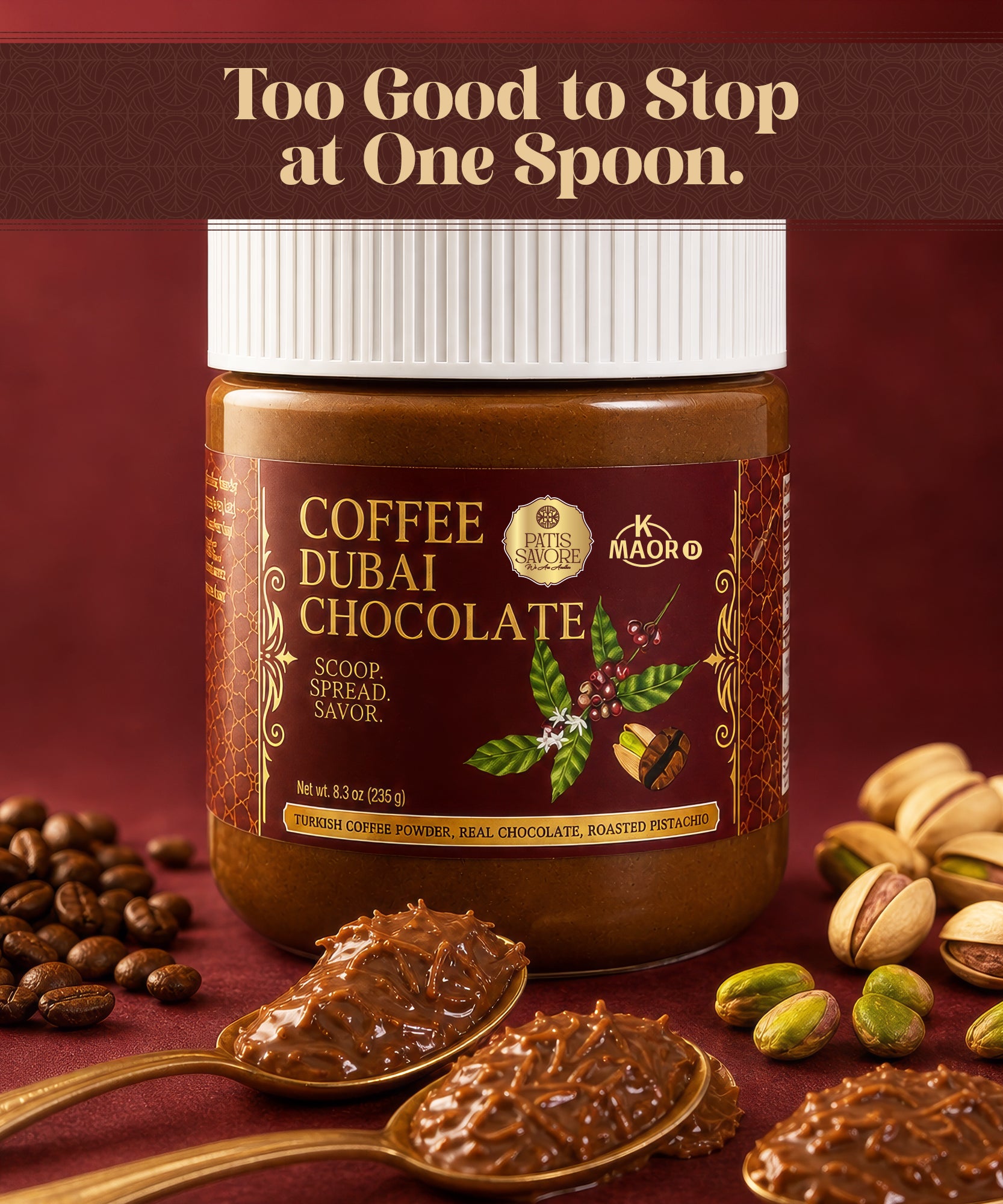 Coffee Dubai Chocolate Spread with Pistachio & Kataifi - 8.3 oz
