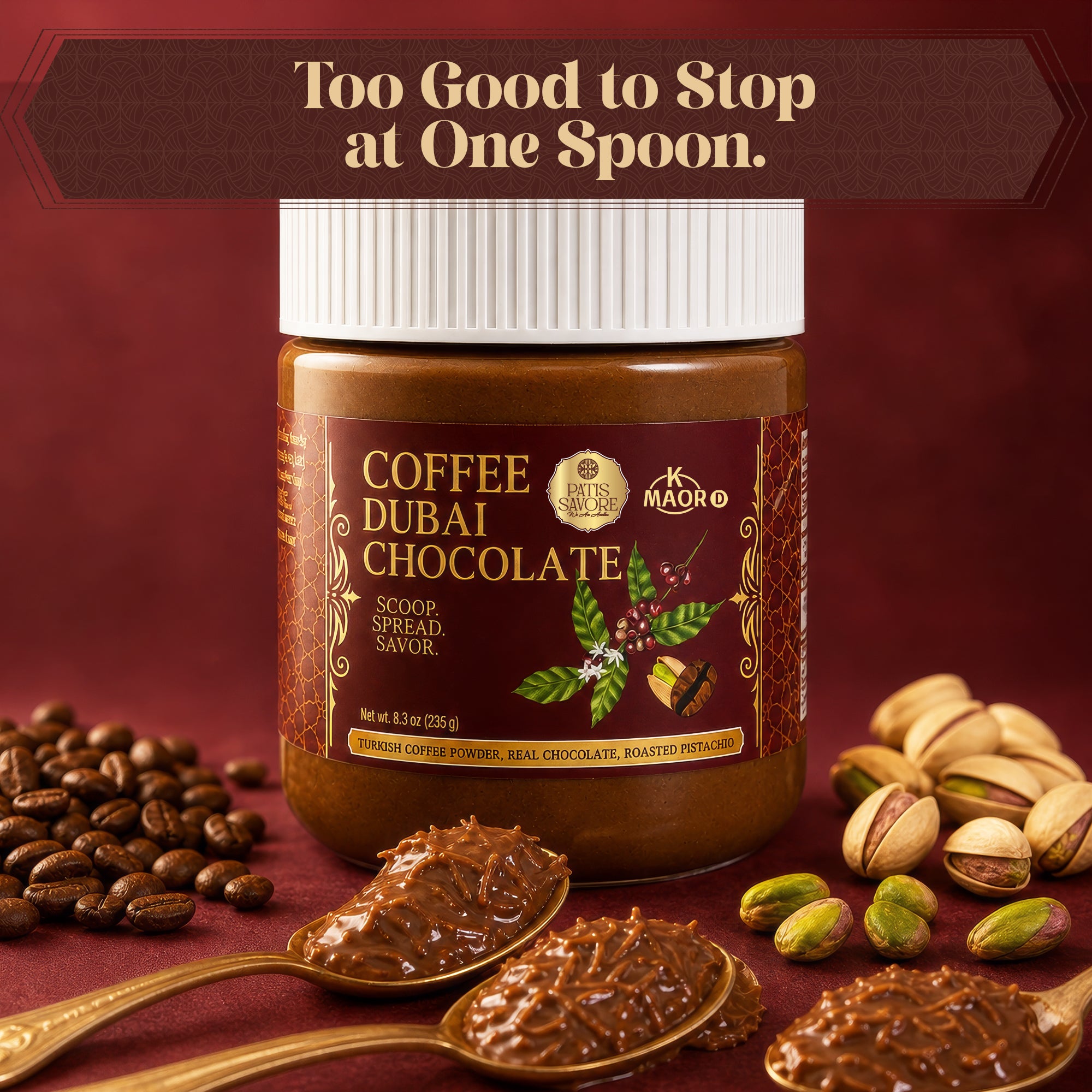 Coffee Dubai Chocolate Spread with Pistachio & Kataifi - 8.3 oz