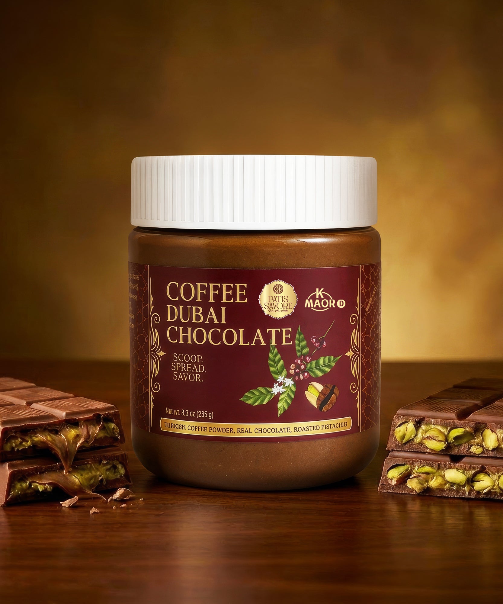 Coffee Dubai Chocolate Spread with Pistachio & Kataifi - 8.3 oz