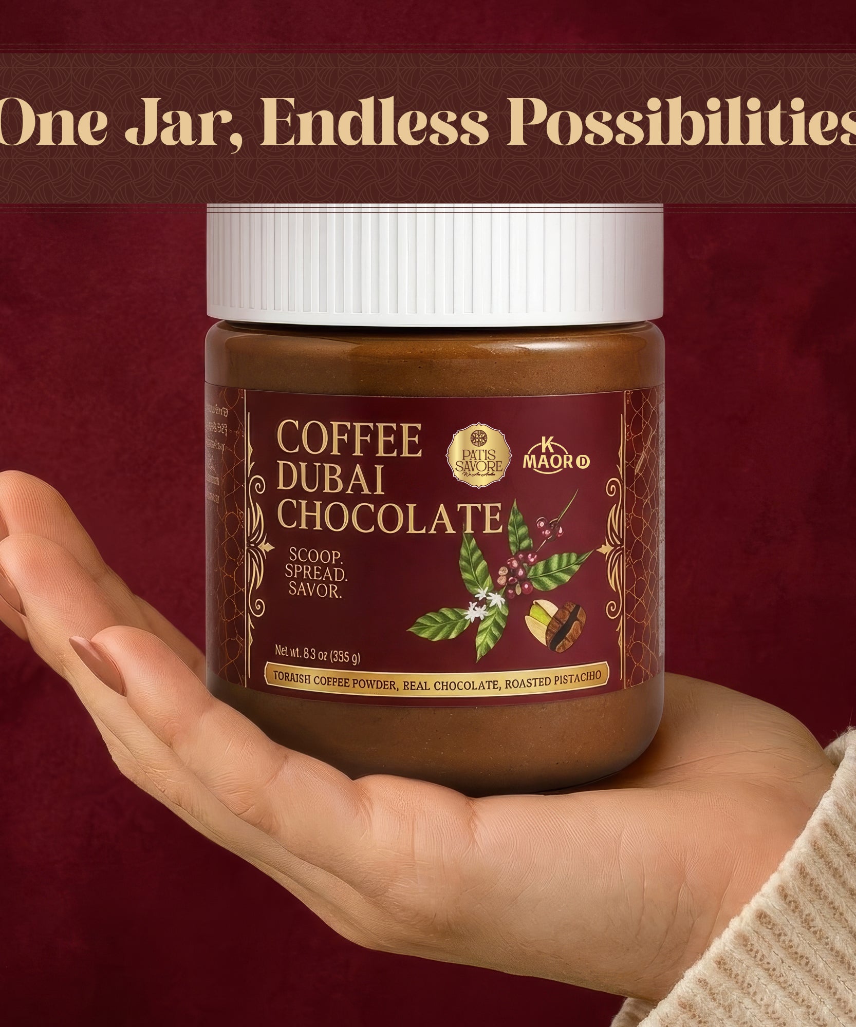 Coffee Dubai Chocolate Spread with Pistachio & Kataifi - 8.3 oz