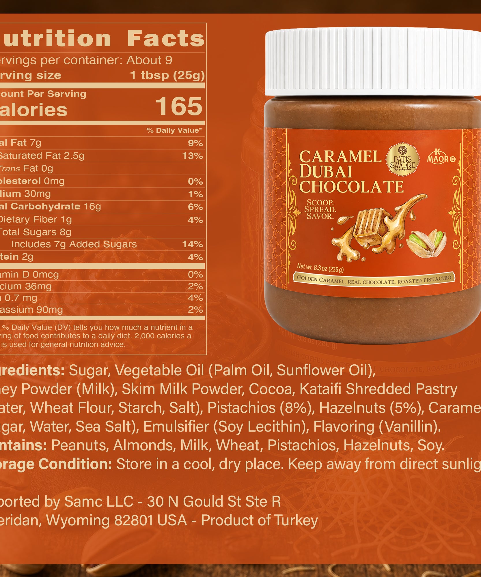 Caramel Dubai Chocolate Pistachio Spread with Crispy Kataifi, 8.3 oz