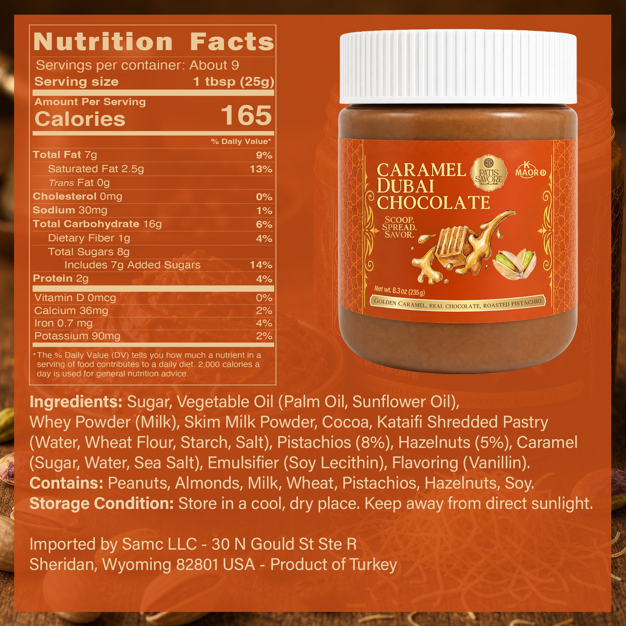 Caramel Dubai Chocolate Pistachio Spread with Crispy Kataifi, 8.3 oz