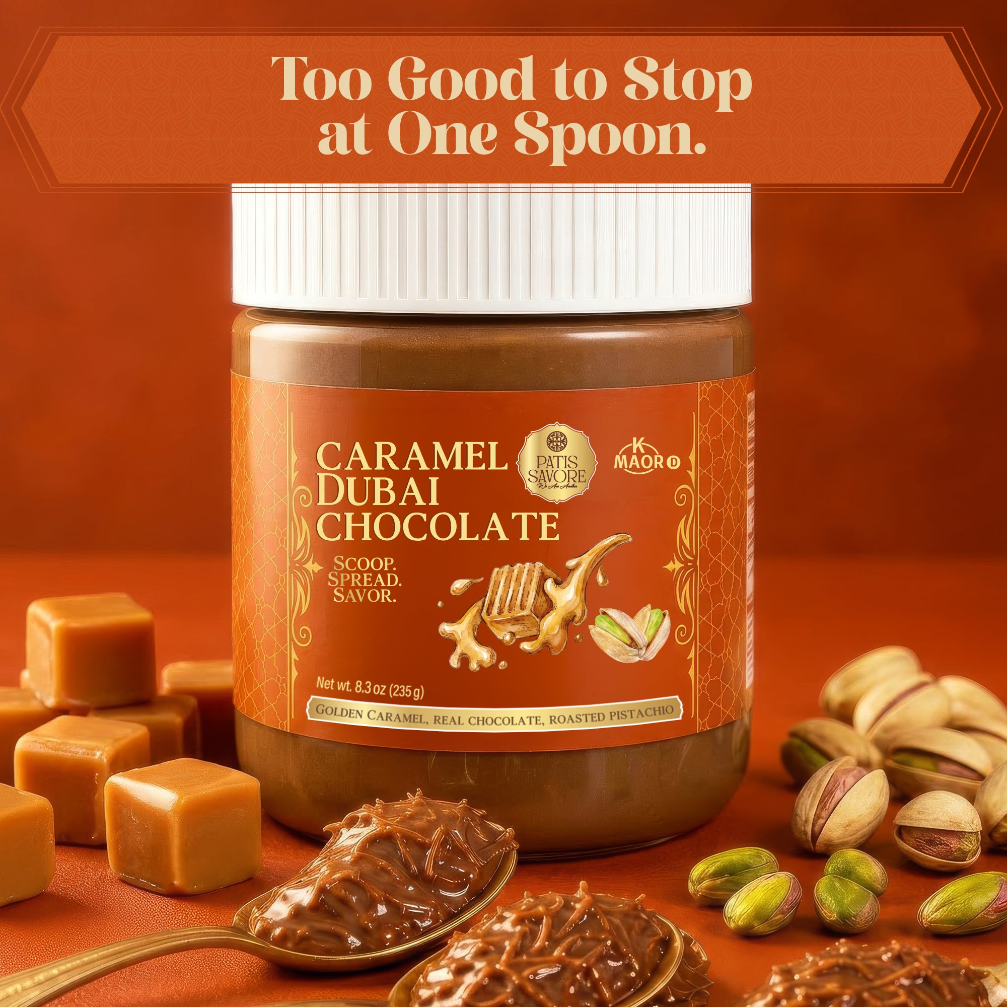 Caramel Dubai Chocolate Pistachio Spread with Crispy Kataifi, 8.3 oz