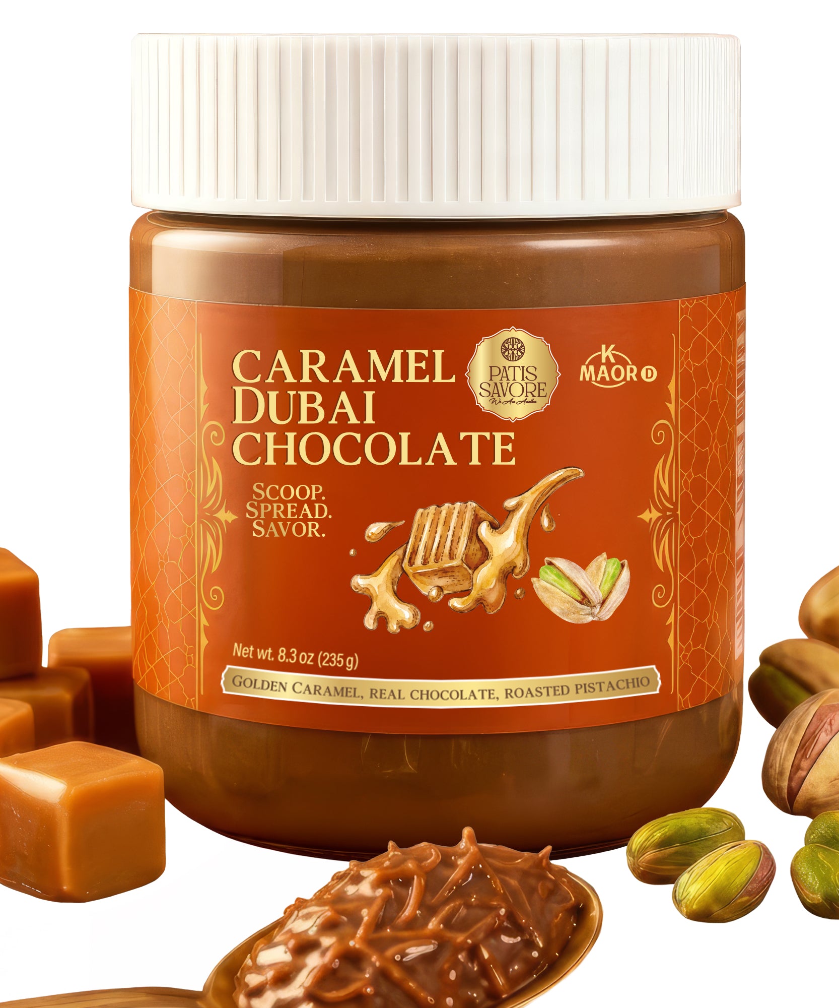 Caramel Dubai Chocolate Pistachio Spread with Crispy Kataifi, 8.3 oz