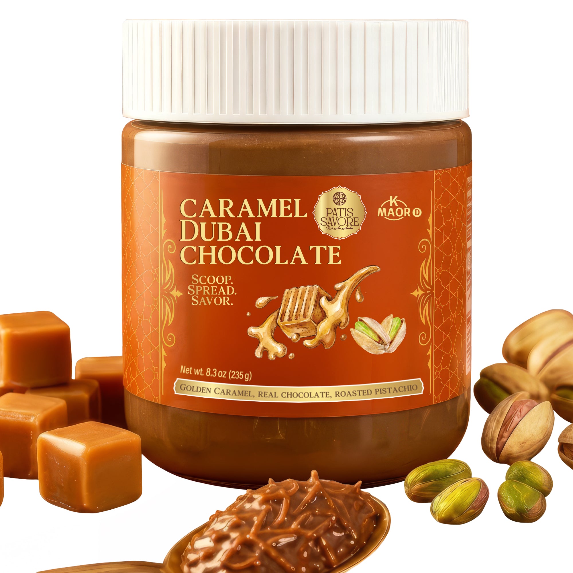 Caramel Dubai Chocolate Pistachio Spread with Crispy Kataifi, 8.3 oz