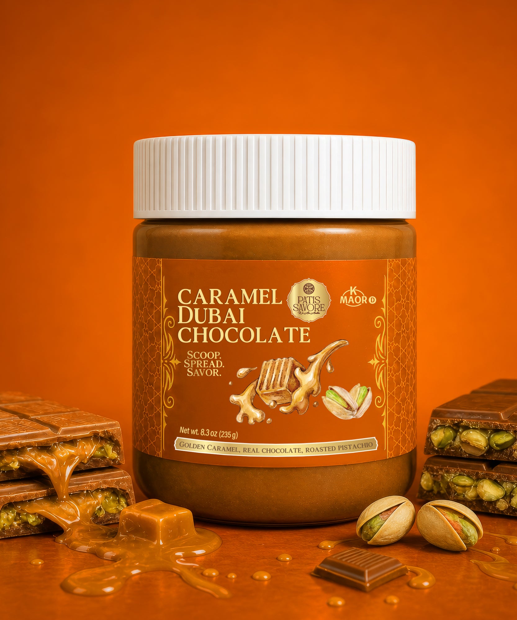 Caramel Dubai Chocolate Pistachio Spread with Crispy Kataifi, 8.3 oz