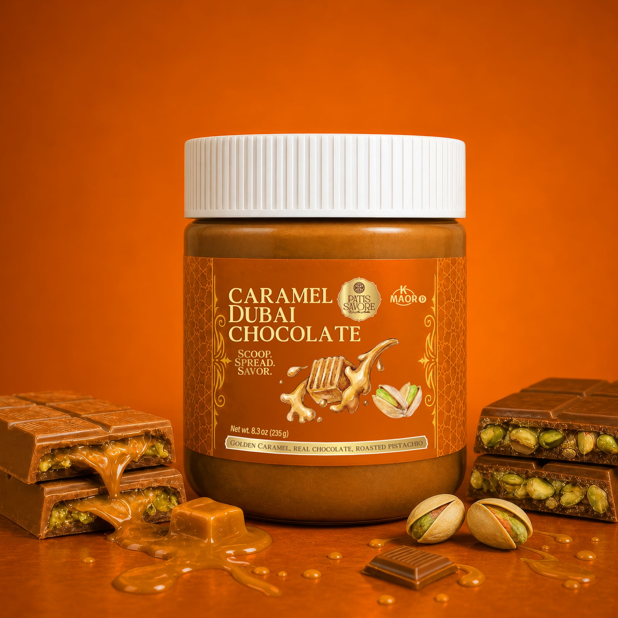 Caramel Dubai Chocolate Pistachio Spread with Crispy Kataifi, 8.3 oz