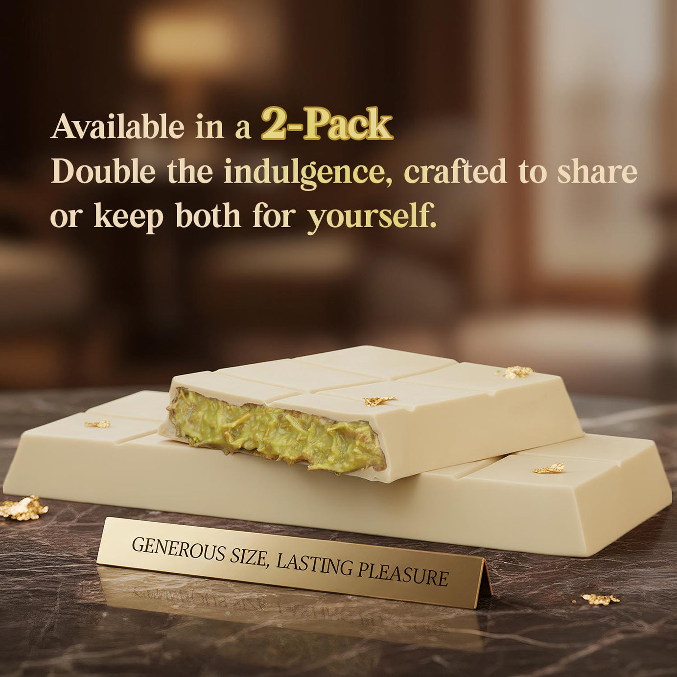 2 Pack Premium White Dubai Chocolate with Pistachio Cream & Crispy Kataifi - 7 oz Each