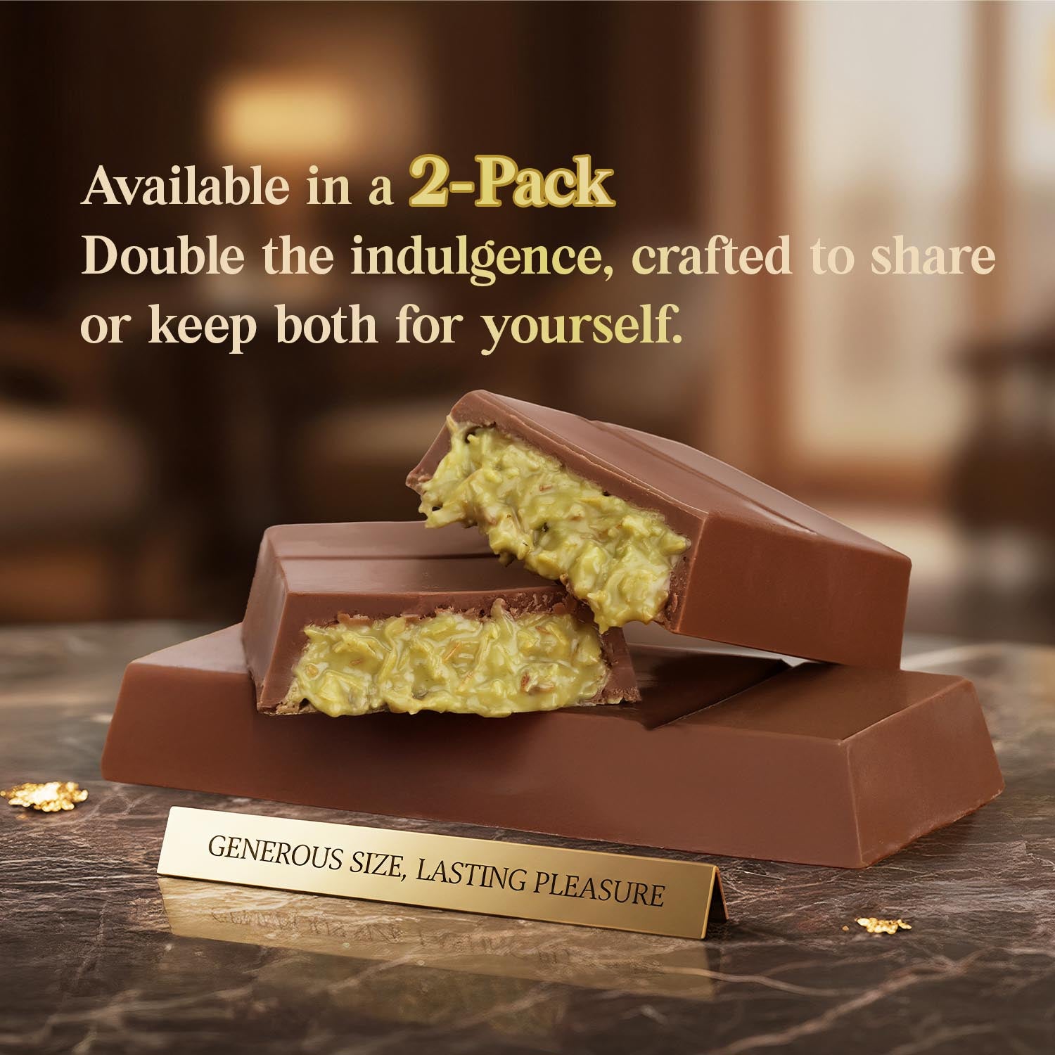 2 Pack Premium Milk Dubai Chocolate with Pistachio Cream & Crispy Kataifi, 3.5 oz Each