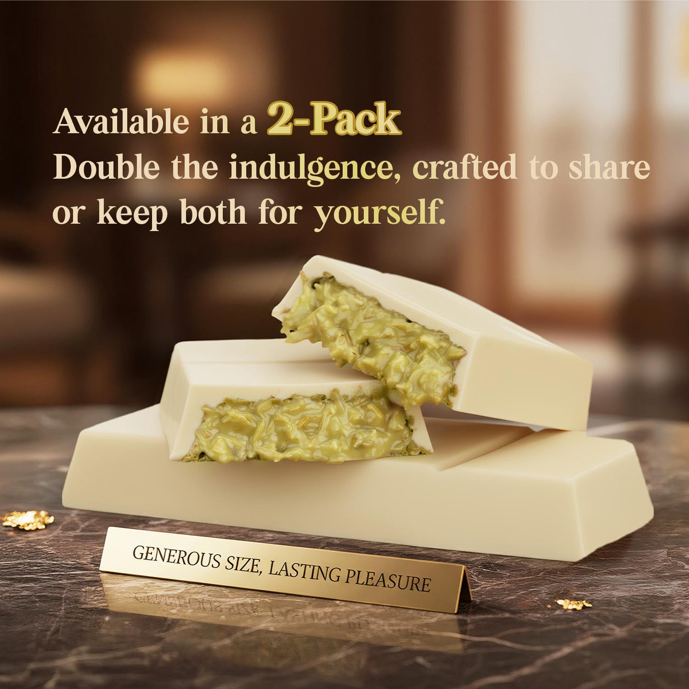2 Pack Premium White Dubai Chocolate with Pistachio Cream & Crispy Kataifi, 3.5 oz Each