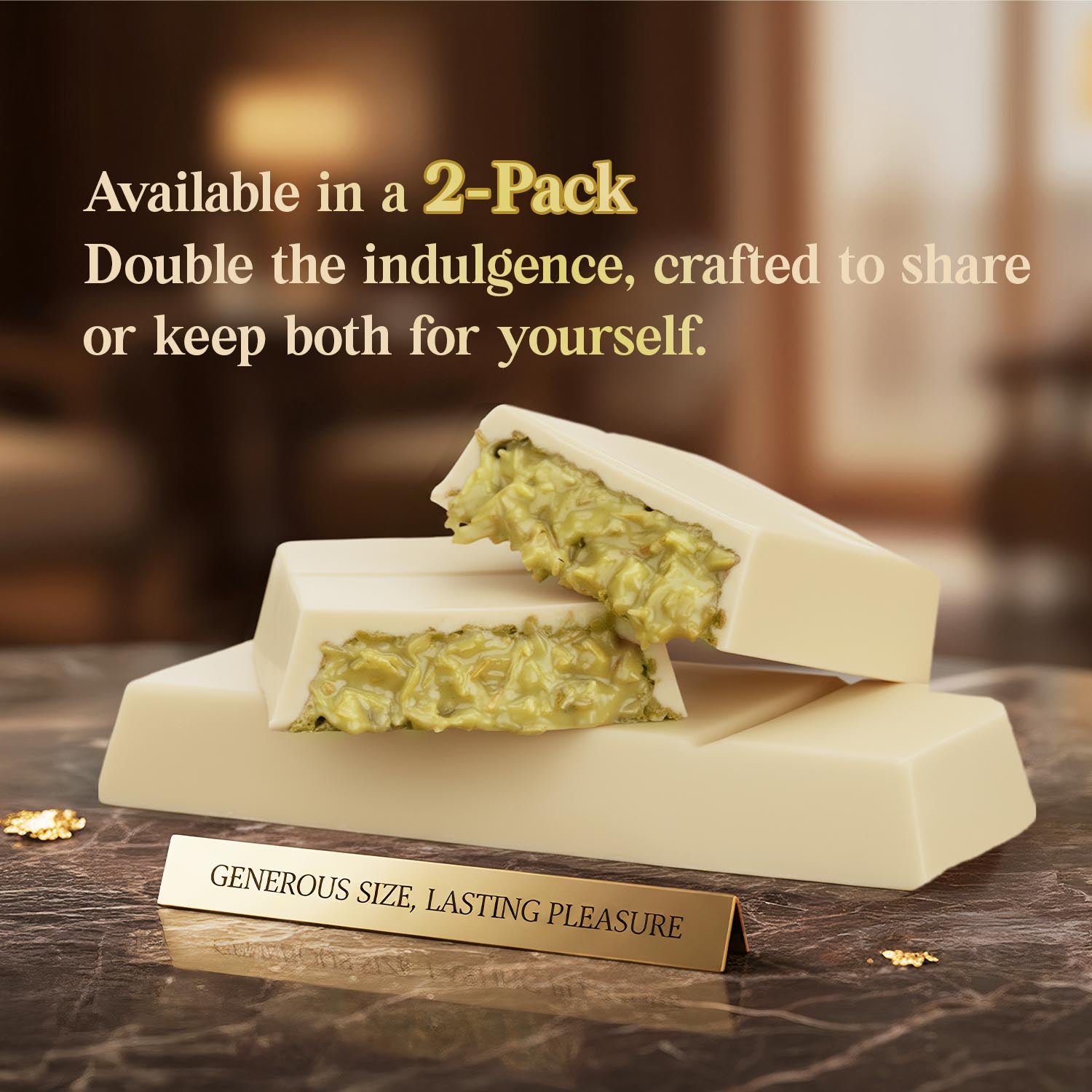 2 Pack Premium White Dubai Chocolate with Pistachio Cream & Crispy Kataifi, 3.5 oz Each