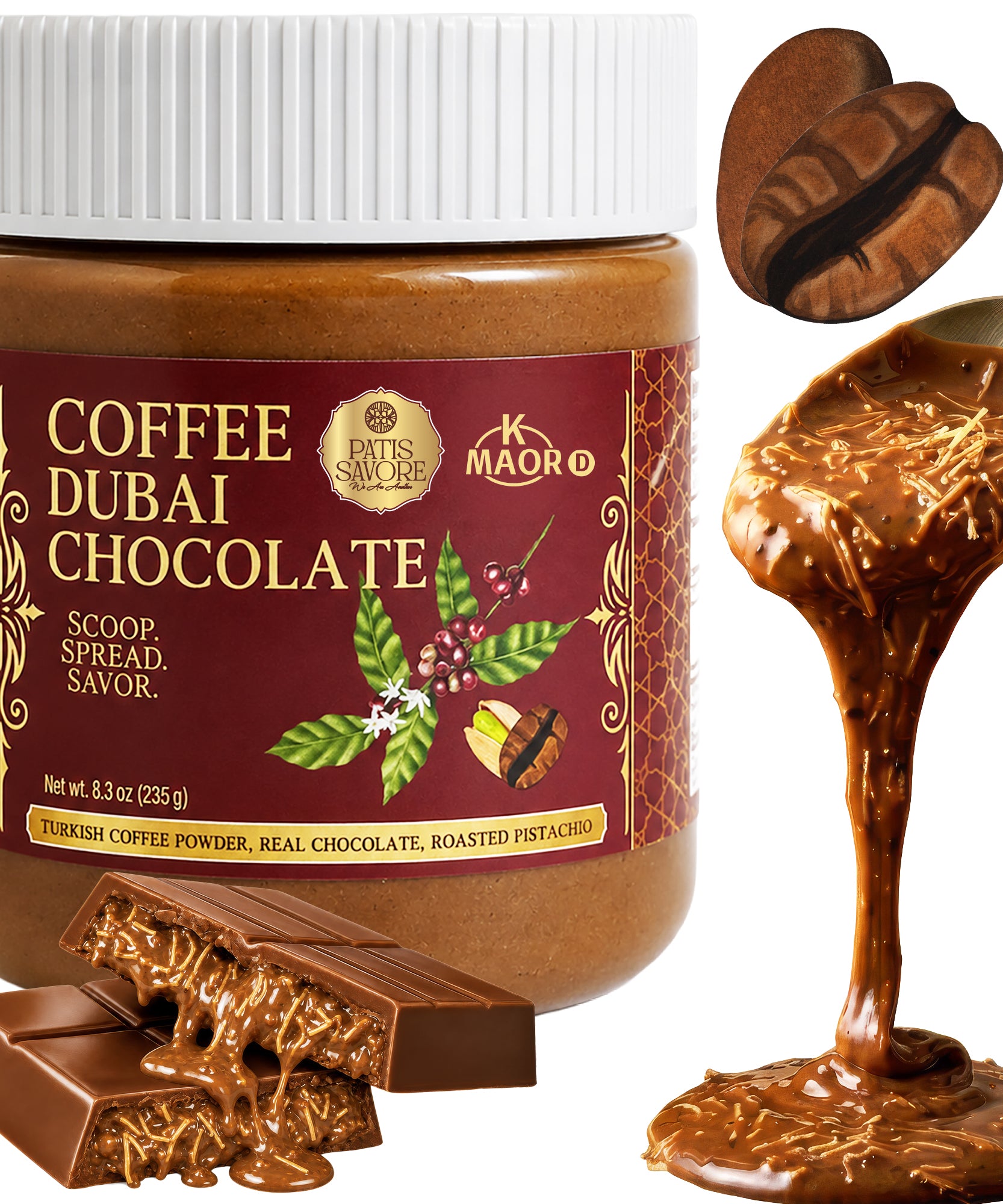 Coffee Dubai Chocolate Spread with Pistachio & Kataifi - 8.3 oz