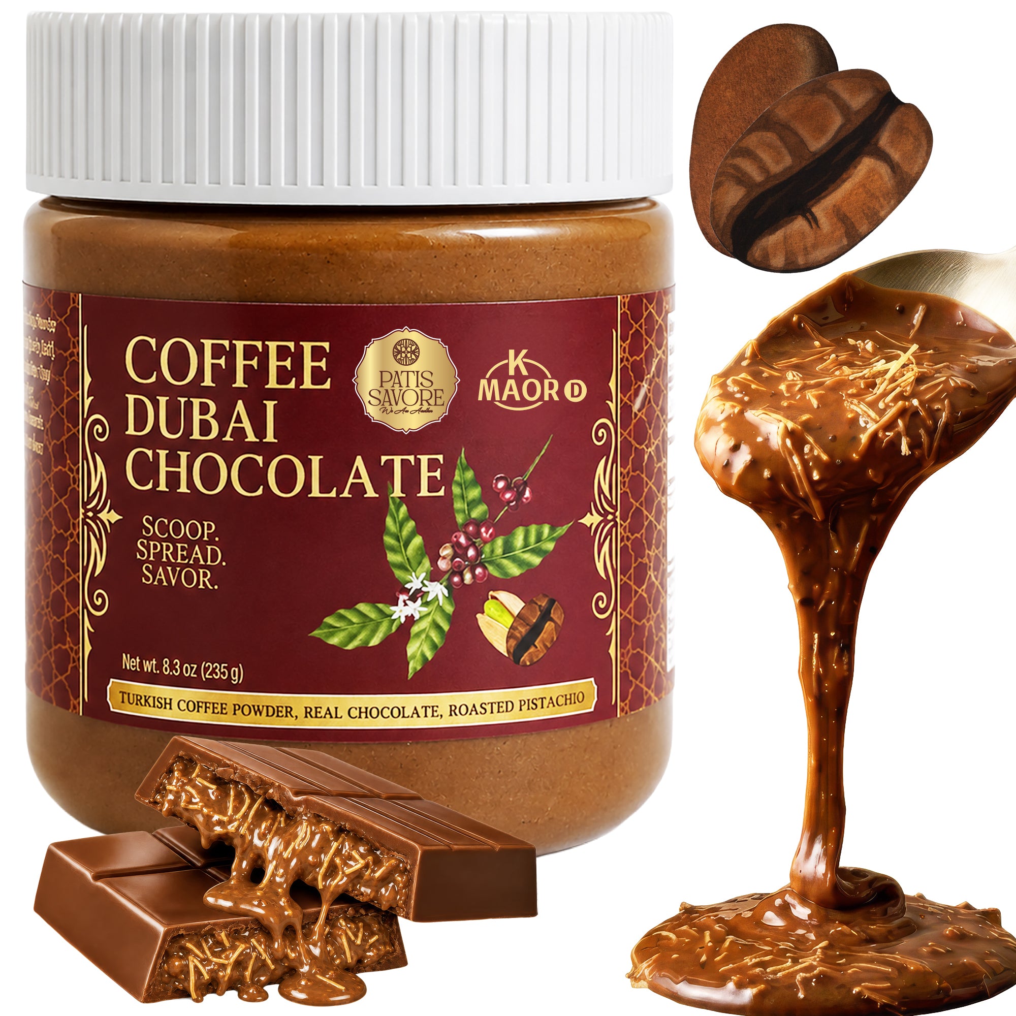 Coffee Dubai Chocolate Spread with Pistachio & Kataifi - 8.3 oz