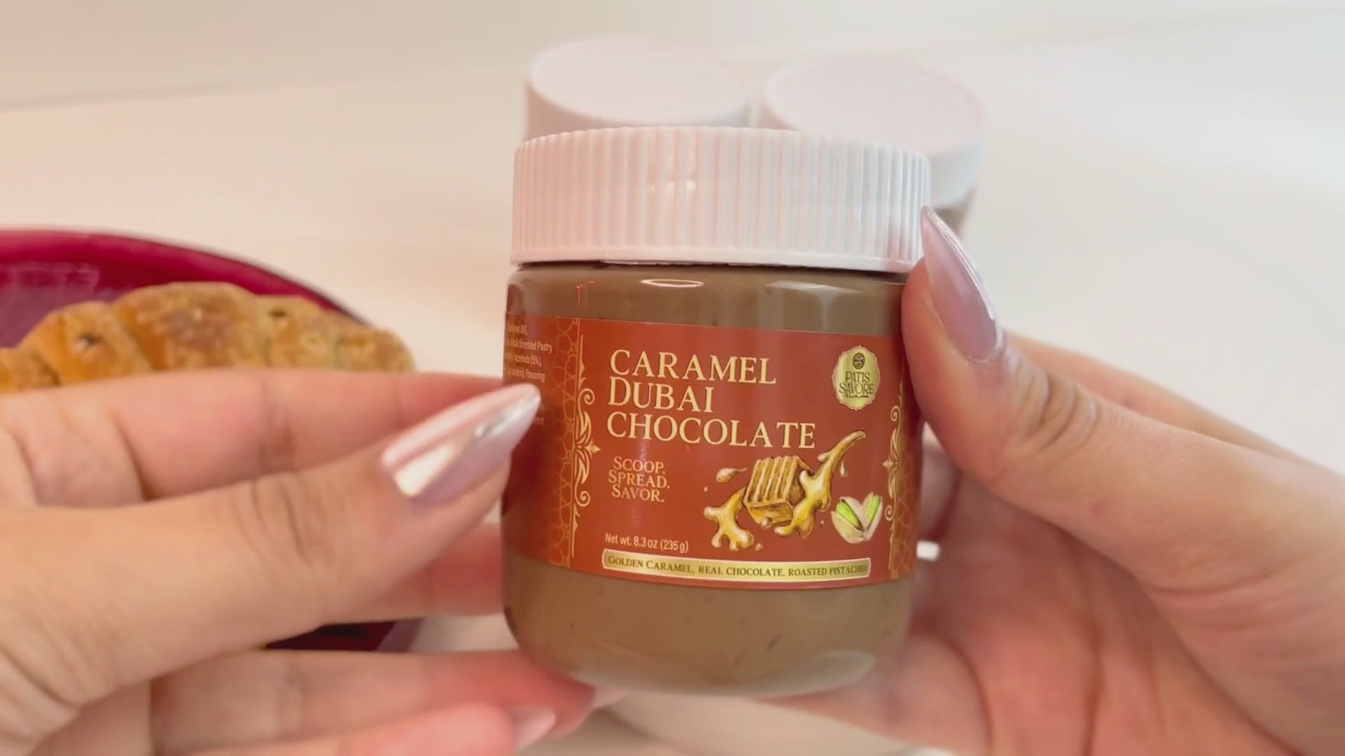 Caramel Dubai Chocolate Pistachio Spread with Crispy Kataifi, 8.3 oz